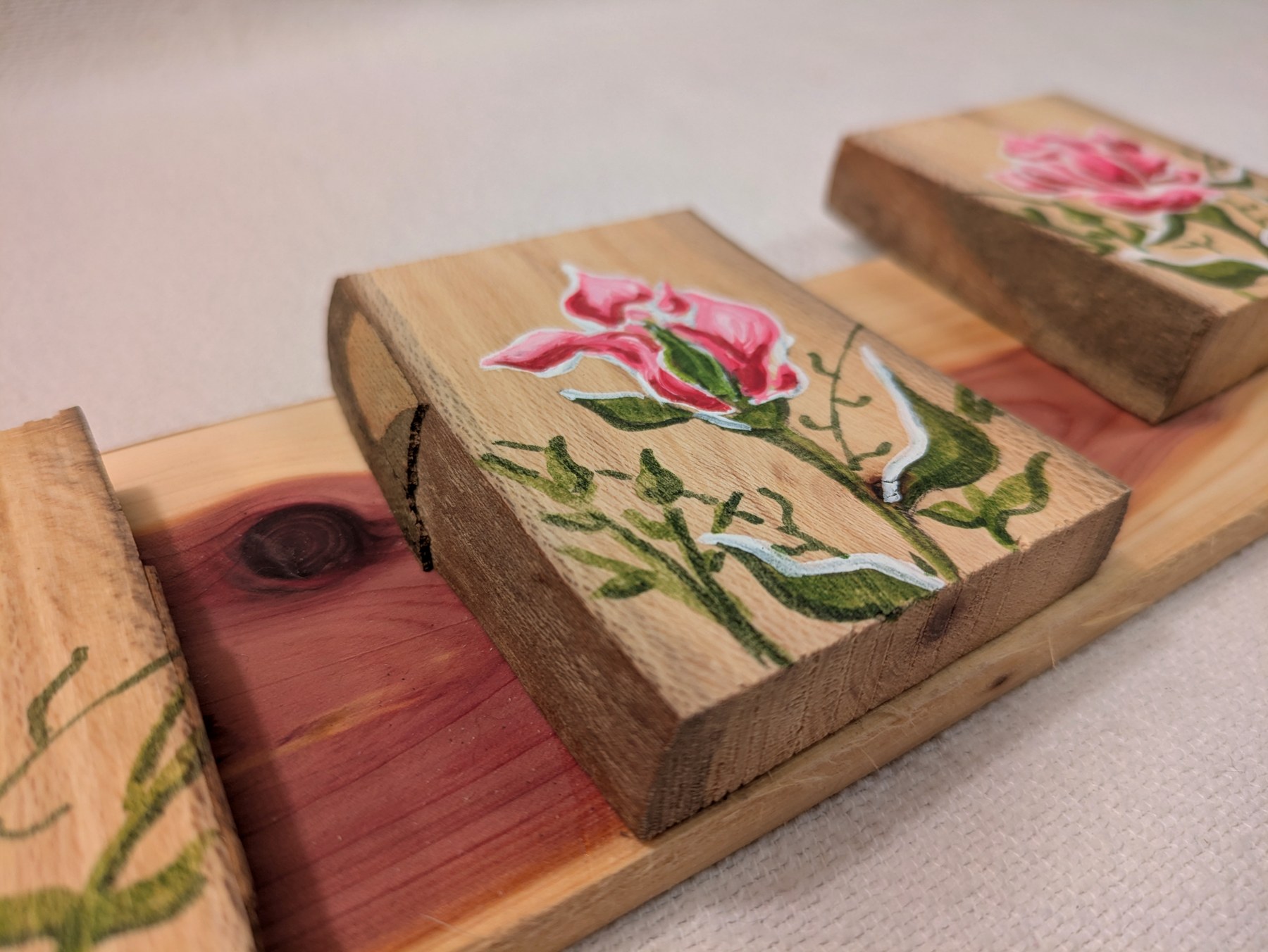 View 2 of Pink Rose Triptych