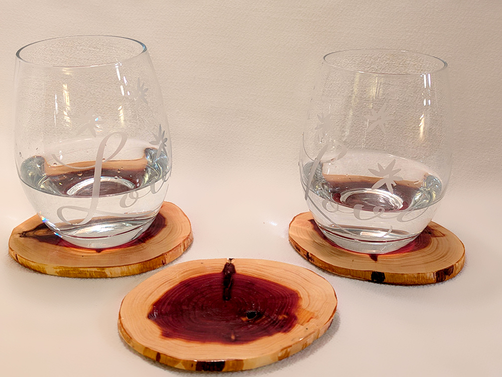 Handcrafted wooden coaster gift set